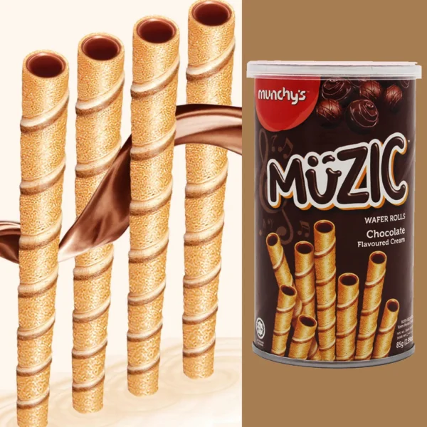 Munchy's Muzic Chocolate Flavour Wafer Rolls 85g